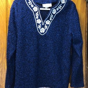 C.D. Sport Women’s Blue & Black Split Neck Sweater